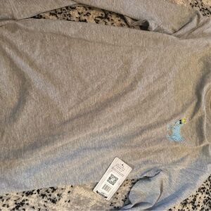 Men's Gray Long Sleeve Tee with Dinosaur Embroidery